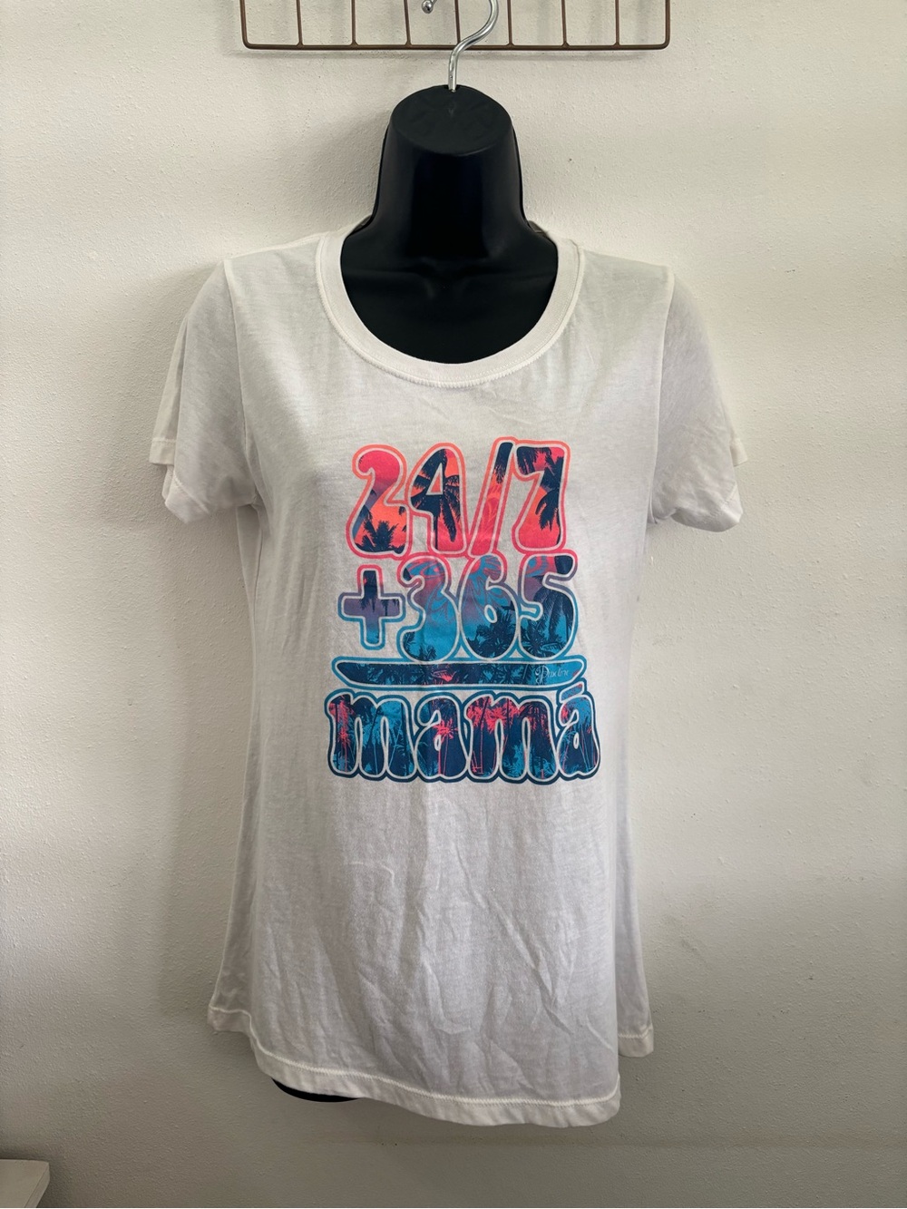 Pipeline White '24/7 + 365 Mama' Graphic Short Sleeve Tee